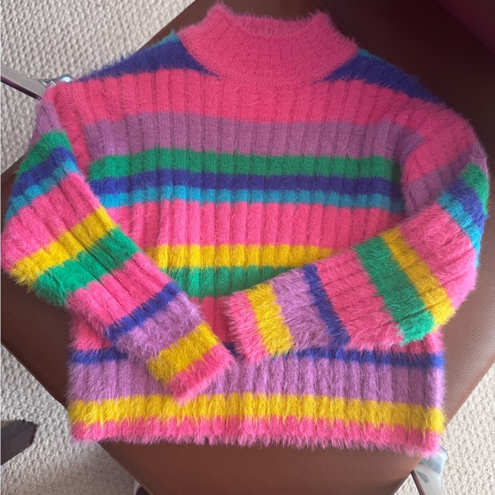 NWOT fuzzy striped sweater